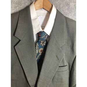 Vintage Christian Aujard Blazer Mens 44 Gray Plaid Sport Coat Yugoslavia 80s